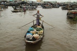 Schwimmender Markt im Mekongdelta
